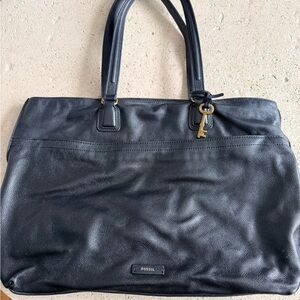 Fossil Black Leather Shoulder Bag